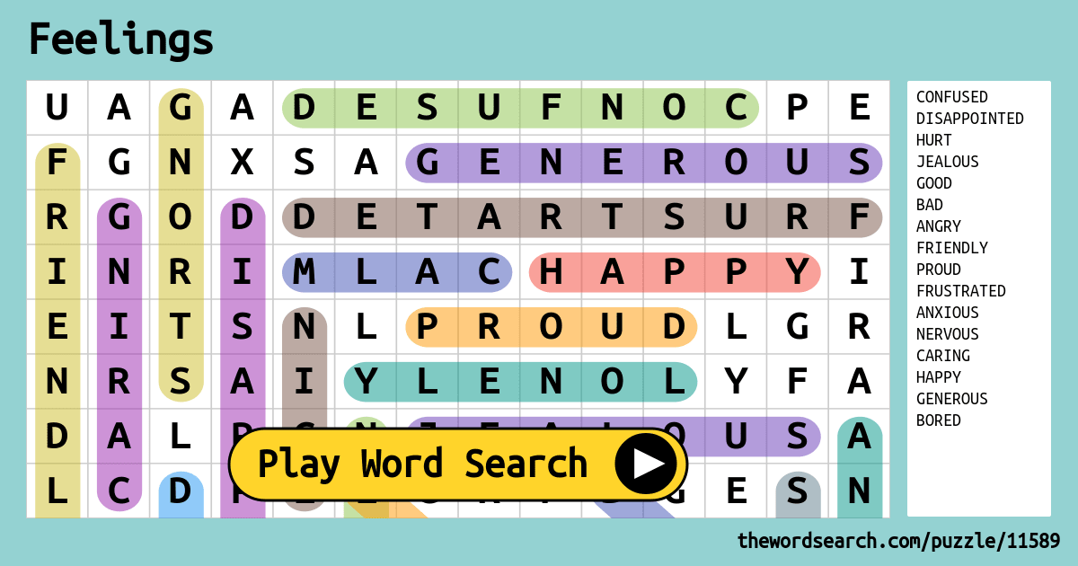 Feelings Word Search