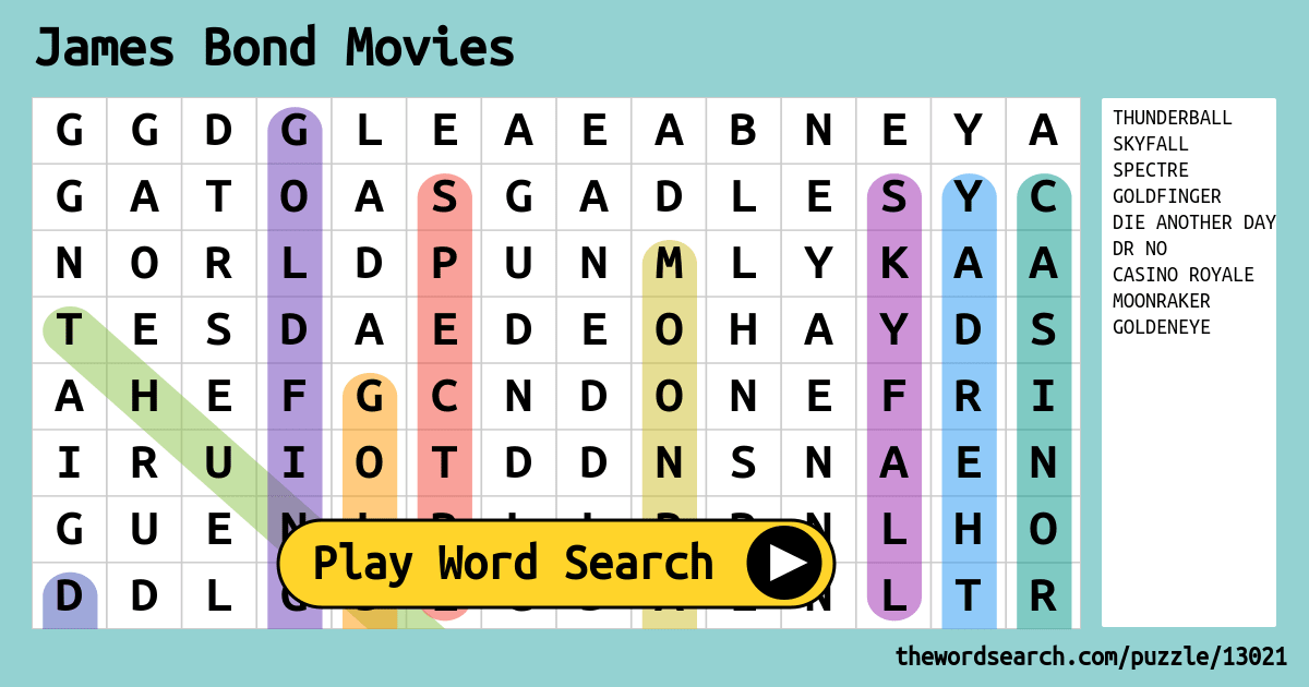 Download Word Search On James Bond Movies