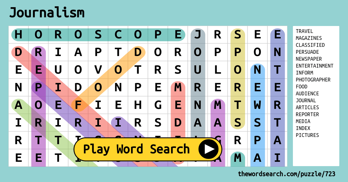 Journalism Word Search