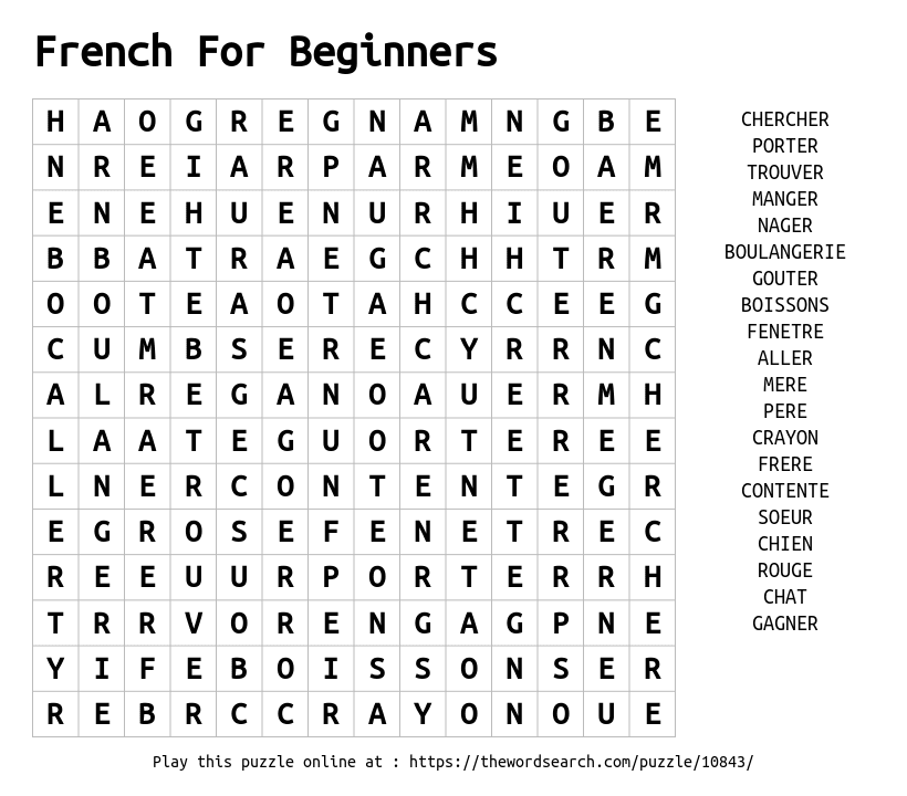 French Word Search Books