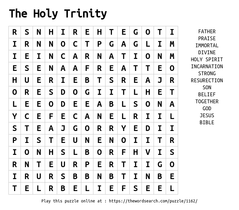 The Holy Trinity Word Search