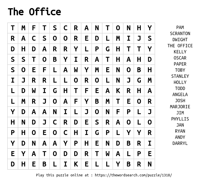 Download Word Search On The Office