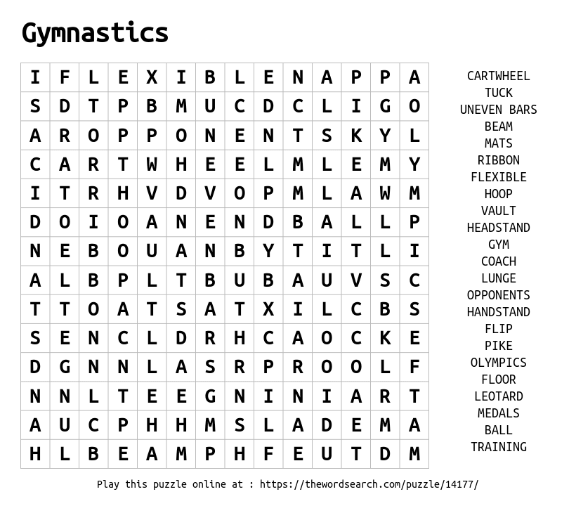 Download Word Search On Gymnastics