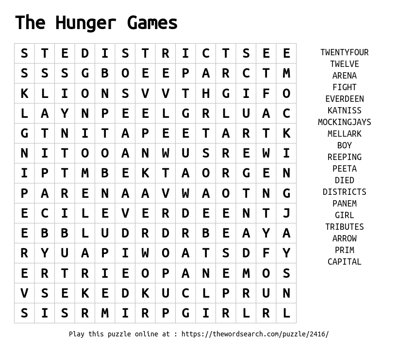 Hunger Games Word Search