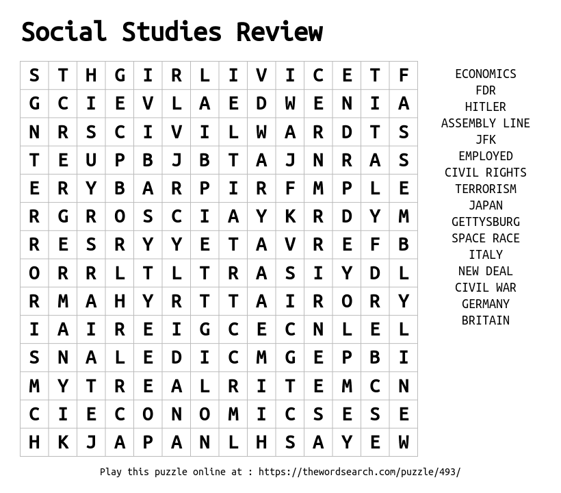 Download Word Search On Social Studies Review