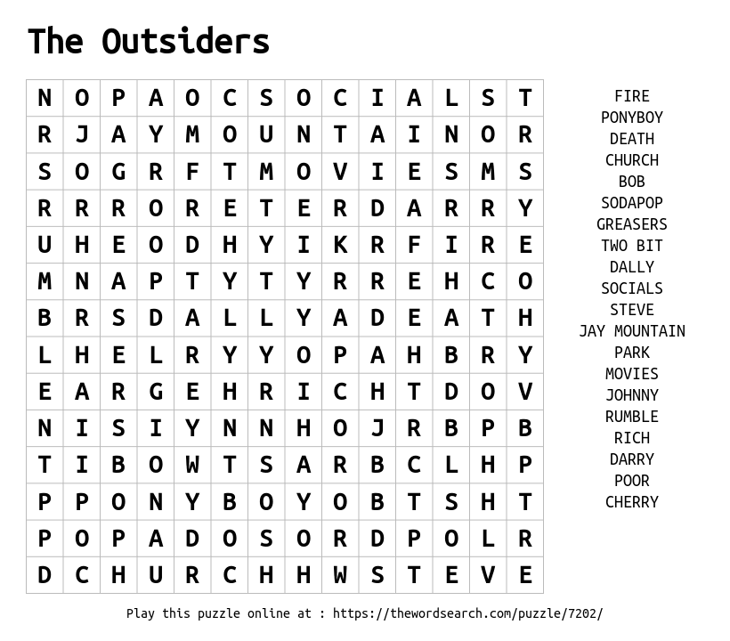 Download Word Search On The Outsiders