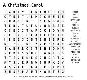 Word Search on A Christmas Carol