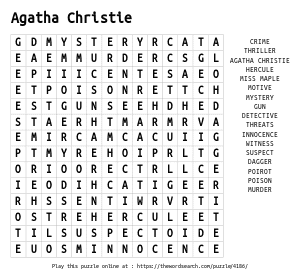 Word Search on Agatha Christie