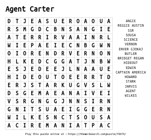 Word Search on Agent Carter