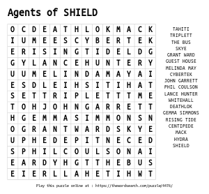 Word Search on Agents of SHIELD