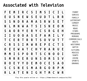 Word Search on Associated with Television