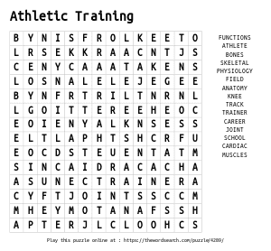 Word Search on Athletic Training