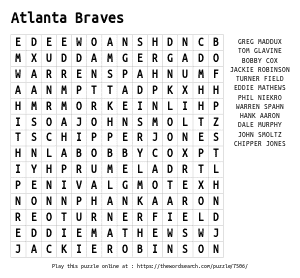 Word Search on Atlanta Braves