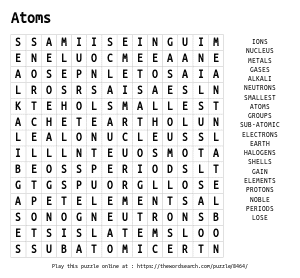 Word Search on Atoms