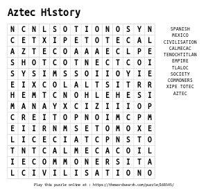 Word Search on Aztec History