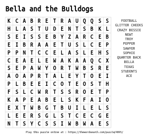 Word Search on Bella and the Bulldogs