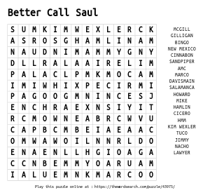 Word Search on Better Call Saul