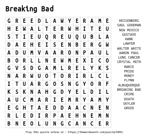 Word Search on Breaking Bad