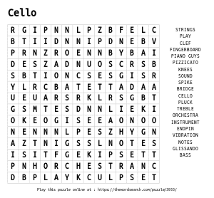 Word Search on Cello