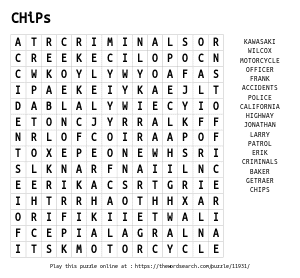 Word Search on CHiPs