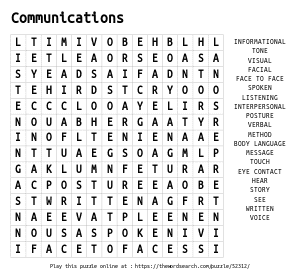 Word Search on Communications