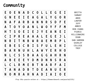 Word Search on Community