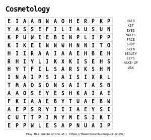 Word Search on Cosmetology