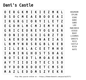 Word Search on Dani's Castle
