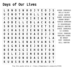 Word Search on Days of Our Lives