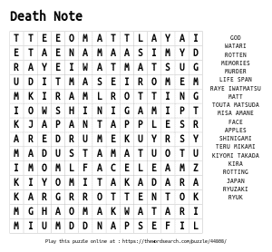 Word Search on Death Note