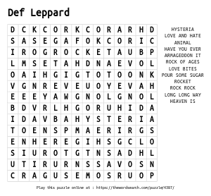 Word Search on Def Leppard