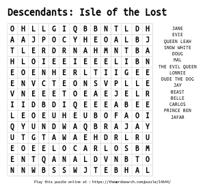 Word Search on Descendants: Isle of the Lost