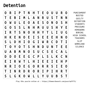 Word Search on Detention