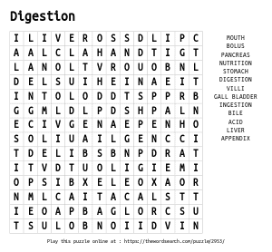 Word Search on Digestion