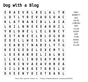 Word Search on Dog with a Blog