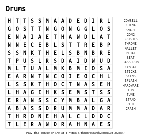 Word Search on Drums