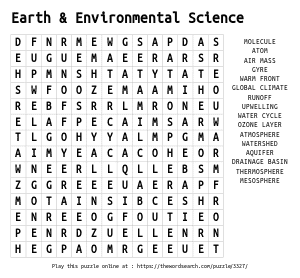 Word Search on Earth & Environmental Science