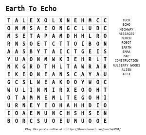 Word Search on Earth To Echo