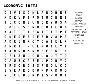 Word Search on Economic Terms