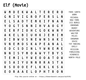 Word Search on Elf (Movie)