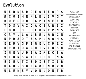 Word Search on Evolution