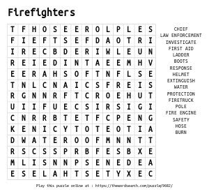 Word Search on Firefighters