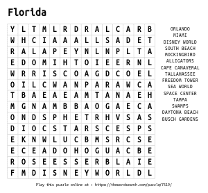 Word Search on Florida