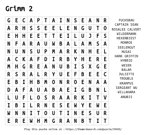 Word Search on Grimm 2