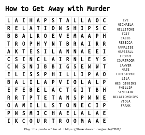 Word Search on How to Get Away with Murder