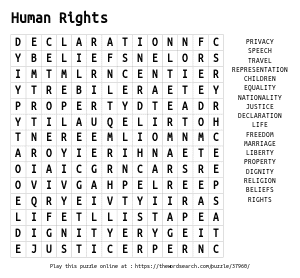 Word Search on Human Rights