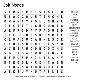 Word Search on Job Words