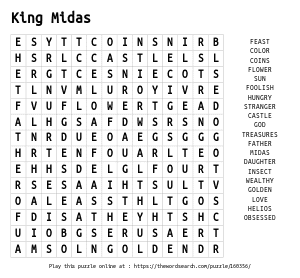 Word Search on King Midas