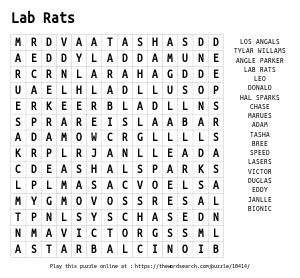 Word Search on Lab Rats