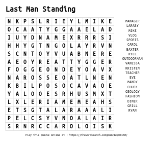 Word Search on Last Man Standing